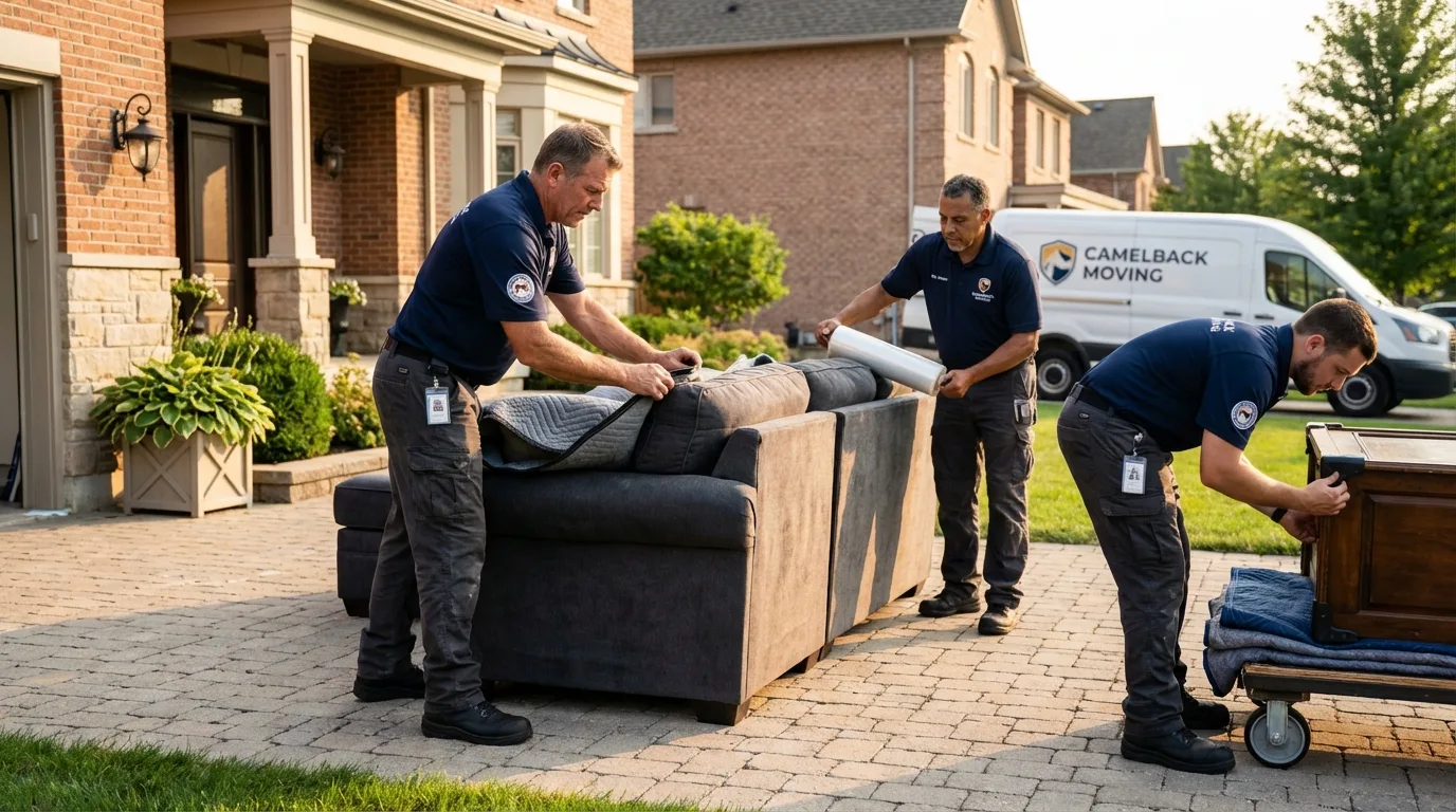 Large estate moving crew wrapping furniture in Abilene, KS
