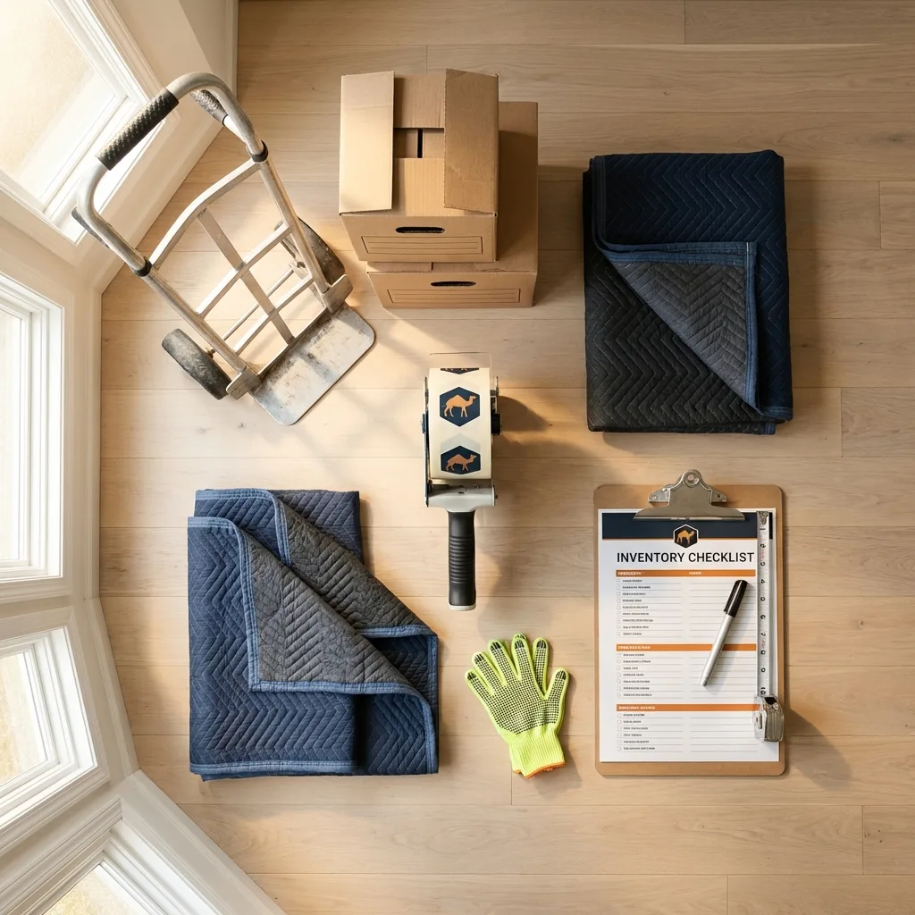 Professional moving supplies and packing materials layout for Abilene residential relocations